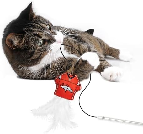 Pets First NFL Denver Broncos Team Jersey Wand with CAT NIP, Cat Toy Jersey Shaped Plush Teaser Toy for Cats & Kittens - Interactive Pet Toy for Play & Exercise