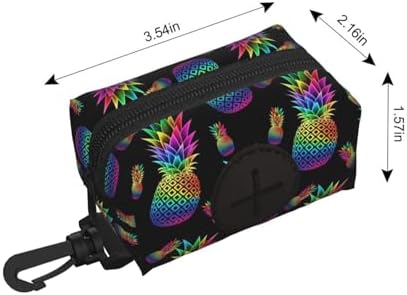 Colorful Neon Pineapple Black Dog Poop Bag Holder for Walking, Hiking, Running And Traveling