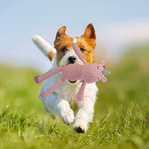 GOOLA Squeaky Dog Toys - Durable Plush Toys with Squeaker & Crinkle Paper,Pink Unicorn Themed Pack for Puppy to Large Dogs
