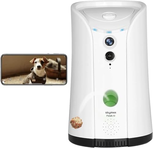 Dog Camera Treat Dispenser, WiFi Remote Pet Camera with Two-Way Audio and Night Vision, Compatible with Alexa