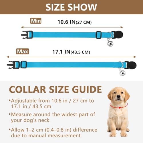 Pink Blue Gradient Small Dog Collar 2 Pack Adjustable Pet Collar Adjustable Length 10.6" to 17.1"