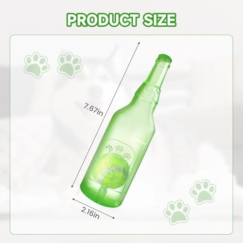 Water Bottle Dog Toy,Dog Toys for Aggressive Chewers,Water Bottle with Tennis Ball,Suitable for Small and Medium Pets to Exercise Outdoors(Green)
