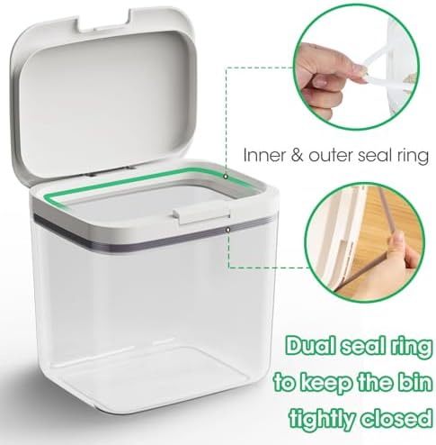 TBMax 2 Pack Large Dog Treat Container Bins 2 Qt + 3 Qt with One-Press Flip-up Lid, Airtight Pet Dog Cat Treat Jar for Countertop, Pet Biscuit Canister Cookie Holder