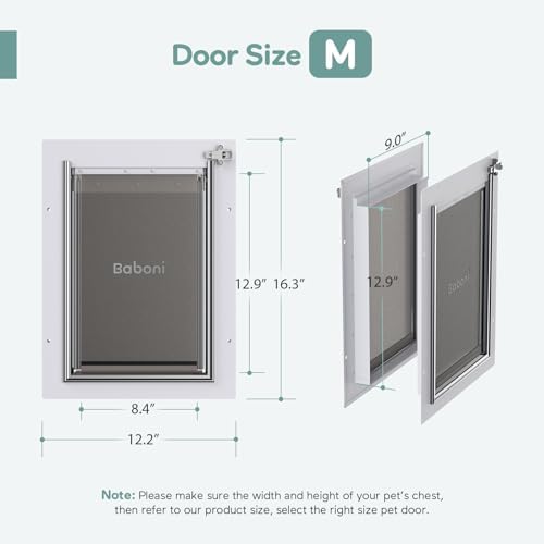 Baboni Dog Door for Door,Metal Frame,Medium