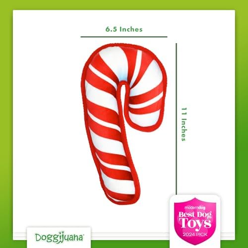 Doggijuana Stocking Stuffer, Candy Cane Dog Toy Bundle | Holiday 2 Pack