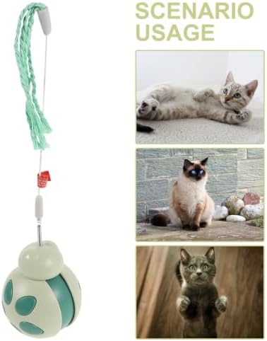 SOIMISS Interactive Cat Treat Puzzle Dispenser with Teaser Wand Beetle Shape Plastic Slow Feeder for Indoor Cats Portable and Biteresistant for Exercise and Enrichment