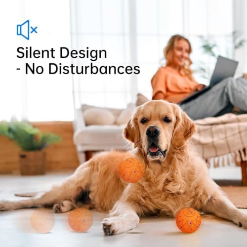 Moving Dog Toy, Interactive, Bouncing and Rotating, Silent Foam Material, IP54 Waterproof Rating, Smart Active Rolling, Stimulation Toys for Medium and to Keep Them Busy