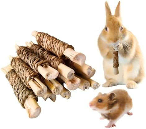 15pcs Rabbits Chew Toy,Sweet Bamboo Chew Stick for Small Animals