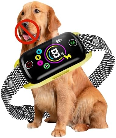 Dog Bark Collar ‌-Honeynet Smart Anti-Barking Training Device with 8 Sensitivity Levels, Beep/Vibration Modes, Auto Correction for Small/Medium/Large Dogs, IP67 Waterproof (Yellow)