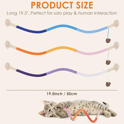 TINDTOP Cat Toys Chew Ropes, 3 Pack Interactive Cat Nip Kicker Toy