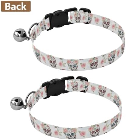 Skulls Floral Puppy Collar 2 Pack Adjustable Pet Collar Length 10.6" to 17.1"