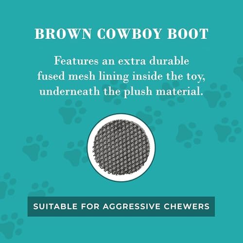 Haute Diggity Dog Cowboy Boot Plush Dog Toy, Western Stuffed Chew Toys