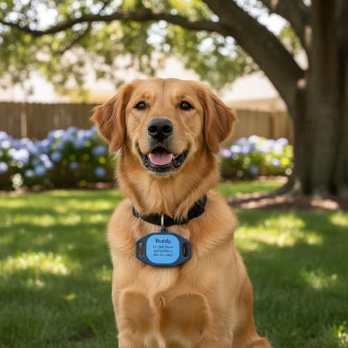 Personalized Pet ID Tag Silicone Holder Compatible with AirTag, Custom Dog Collar Accessory with Name and Phone Number, Anti-Lost Smart Tracker Case for Dogs and Cats (Large (Pack of 1))