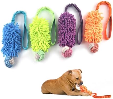 Dog Puppy Toys Dog Squeak Toys Plush Dog Toy with Dog Ropes Knots for Fun and Teeth Cleaning,Tug of War Toys, Puppy Chew Toys, Dog Rope Toys for Training Small, Large Dogs (Orange, Dog Bite Ball Toy)