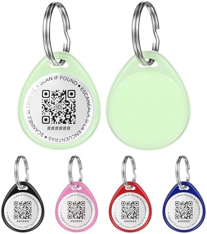 QR Code Dog Tag and Cat Tag, Scan to Reunite Faster, Waterproof and Durable, Lightweight and Quiet, Updatable Contact Info, Glow-in-the-Dark Green