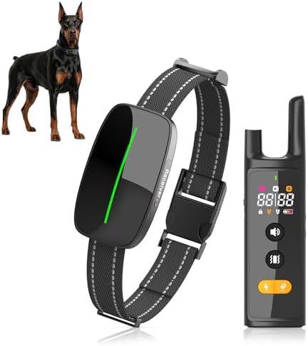 Dog Electric Collar with Remote, IP67 Waterproof Shock Collar for Dogs, 3300FT Range, 4 Training Modes Strong Shock, LED Light, Adjustable Collar