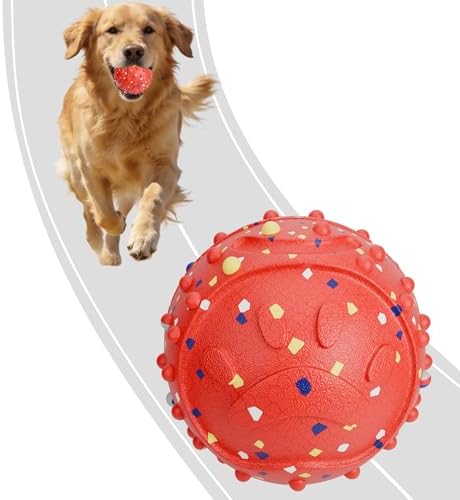 Interactive Dog Balls, Durable Motion Activated Automatic Rolling Ball for Aggressive Chewers, Indestructible Dog Toy Ball for Training Dog Catch and Fetch, Large Medium Small Dog (3in, Red)
