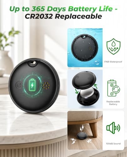 2026 Air Tags 4 Pack Tracker Tag for Android & iOS - Bluetooth Tracker with IP68 Waterproof, 100dB Alarm, Replaceable Battery, GPS Tracker Smart Tag for Luggage Keys Wallet Pets Kids, Airtag 4 Pack