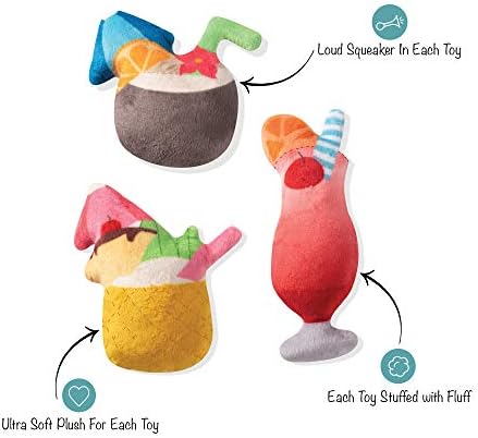 Fringe Studio Pet Toy, Small Dog Toy Set, Tropical Drinks, 3 Pieces (289413)