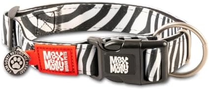 Max & Molly Fashion Smart ID Dog Collar, Soft Padded Neoprene, Anti-Fade, Adjustable Sizing w/Pet Profile Smart ID QR-Tag, Waterproof & Machine Washable for Small Dogs, Zebra Print Design, Small