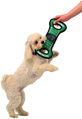 Pets First NFL Football Field Dog Toy with Squeaker. - Carolina Panthers - for Tug, Toss, and Fetch. - Tough & Durable PET Toy