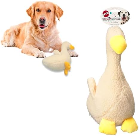 SPOT 13in Vermont Style Fleece Duck Dog Toy – Soft Plush Squeaky Comfort Toy for Medium & Large Dogs and Puppies – No Plastic Parts – Safe for Light Chewers – Calming & Cuddly Indoor Pet Toy