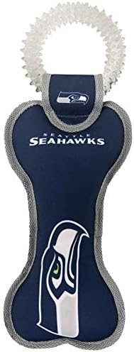 Pets First NFL Seattle Seahawks Dental Dog TUG Toy with Squeaker. Tough PET Toy for Healthy Fun, Teething & Cleaning Pet's Teeth & Gum., Team Color, one Size (SEA-3310)