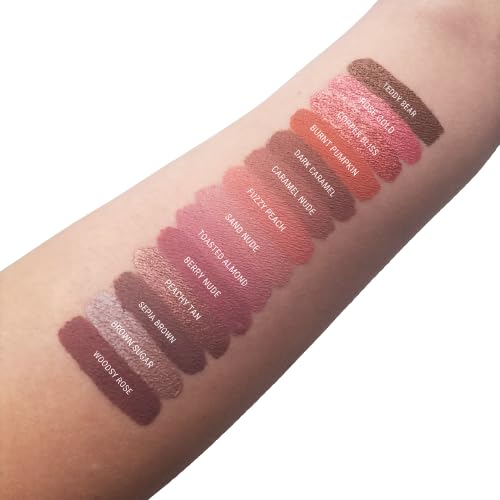 Aromi Chocolate Brown Metallic Matte Liquid Lipstick | Mahogany Bronze, Shimmery Finish, Vegan, Cruelty-free, Long-Lasting, Waterproof, Handmade (Teddy Bear)