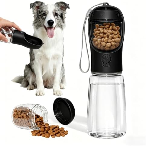Portable Dog Water Bottle with Food Container, Drinking Bottle for Travel