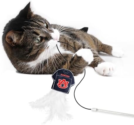 Pets First NCAA Auburn Tigers Team Jersey Wand with CAT NIP, Cat Toy Jersey Shaped Plush Teaser Toy for Cats & Kittens - Interactive Pet Toy for Play & Exercise