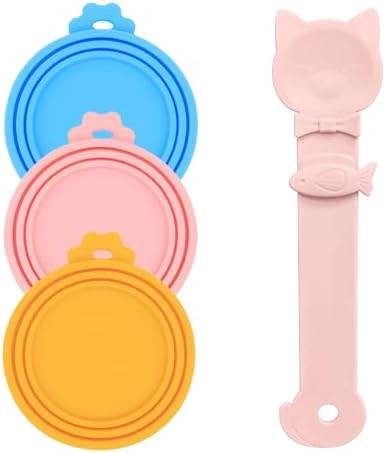 Cat Treat Spoon Squeeze & 3 Pcs Can Lids | Cat Treat Feeder for Liquid Snack | Universal Silicone Pet Can Covers BPA Free | Churu Spoon Dispenser(Multicolor)
