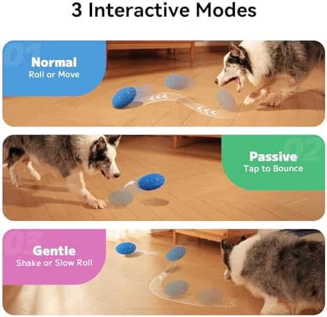 Cheerble Smart Interactive Dog Toy, Wicked Rugby, Squeaky Dog Toy Football, Automatic Moving, Bouncing, and Rotating, E-TPU Material, Bouncing Fetch Toy for Indoor/Outdoor Use and Small to Large Dogs