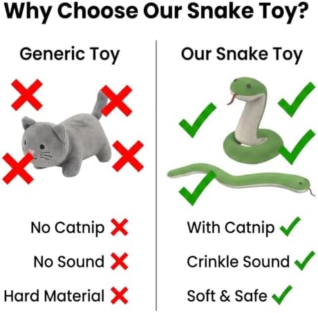 Shudyear Cat Snake Toy with Catnip, Crinkle Cat Toy for Cats, Soft Plush Kicker Toy for Indoor Cats, Interactive Cat Toy for Exercise & Stress Relief