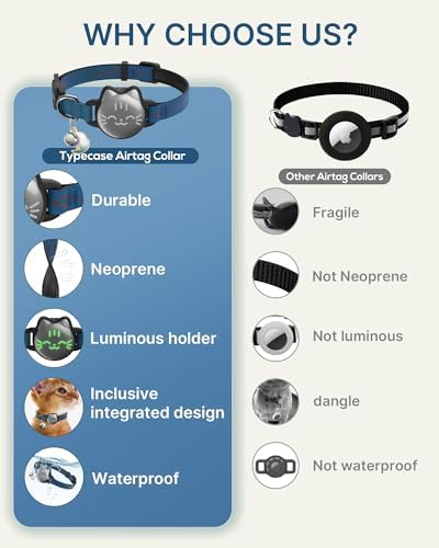 AirTag Cat Collar, Reflective Breakaway Collar, Hidden Holder with Bell | Compatible with Apple AirTag 1st & 2nd Gen, Lightweight Water-Resistant Strap for Cats, AirTag Not Included
