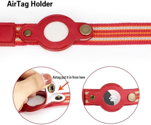 Airtag Dog Collar, Reflective Collar with Airtag Holder for Large Dogs(Red)