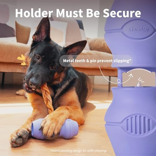 PetClan Chewise Bully Stick Holder for Large Dogs, Metal Teeth Chew Holder