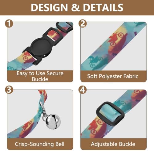 Motorbike Riders Collars for Cats, 2 Pack Kitten Bell Collar