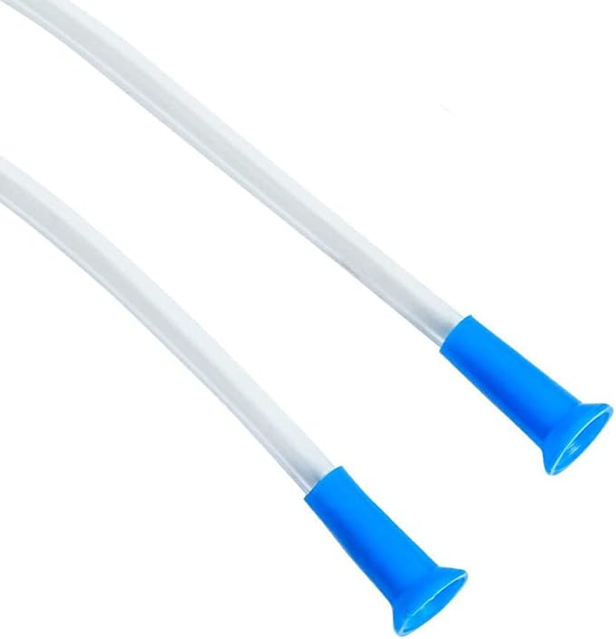 HealthAndYoga™ Replacement Enema Tubing – Super Economical, Hygienic, Medical Grade PVC - 1.5 Meter with Hose Clamp and Nozzle – Enema Supplies Compatible with most Bucket Bag Kits (2 Set)
