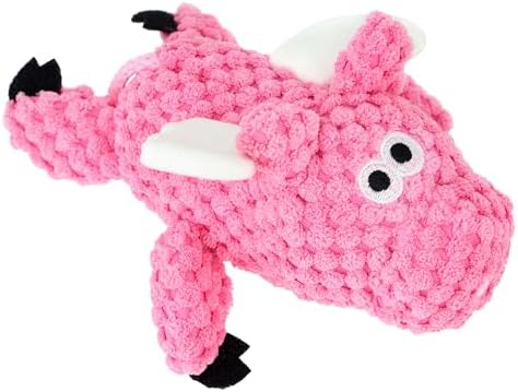 goDog Farm Friends Sitting Flying Pig Squeaky Dog Toy, Plush with Chew Guard Technology, Pink, Mini