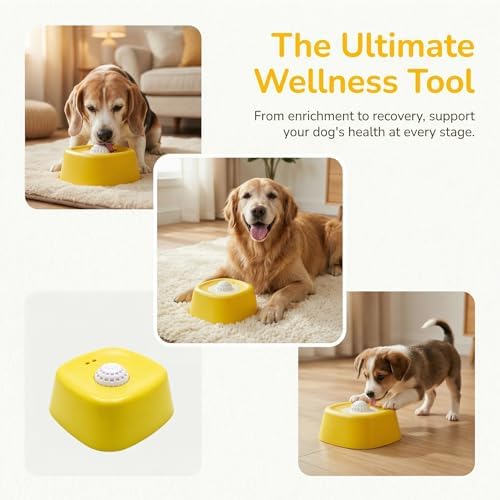 YCD-incerda Slow Feeder Lick Bowl with Rolling Ball (1, Yellow)