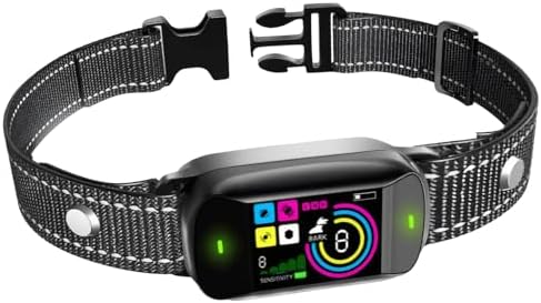 Dog Bark Collar for Small Dogs, Smart Vibration Training Collar, Color Screen, Reflective Nylon Strap, Adjustable Sensitivity, IP67 Waterproof, Fits 7.9-19.7 in Neck