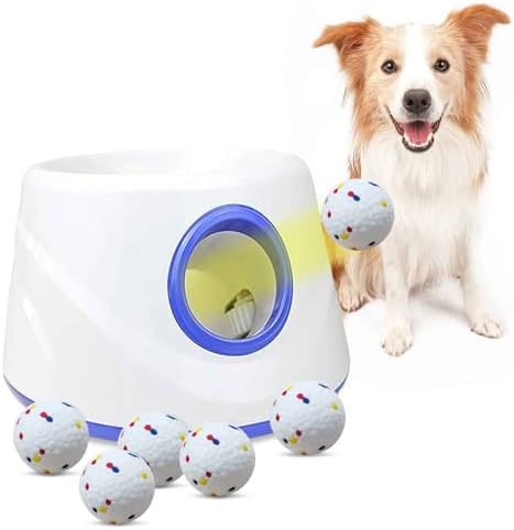 Automatic Dog Ball Launcher, with 6 2.3" ETPU Balls, for Small/Medium Dogs