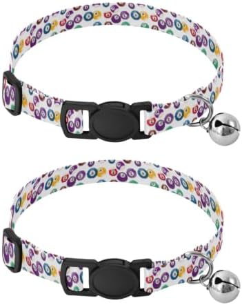 Colorful Balls Numbers Dog Collars for Small Dogs, 2 Pack Puppy Collar with Bell