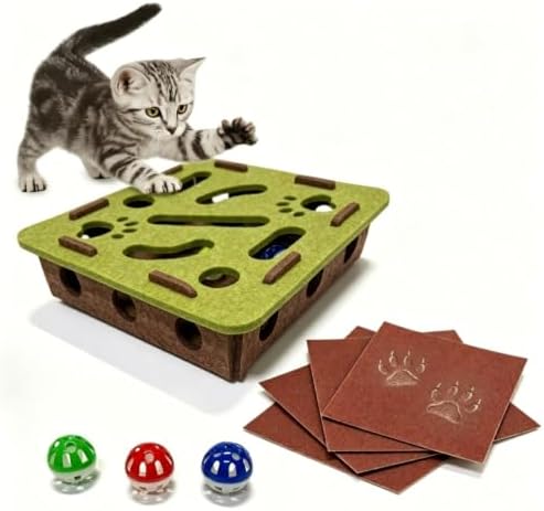Cat nail file enrichment box，Cat Toy Box for Indoor Cats and Kittens