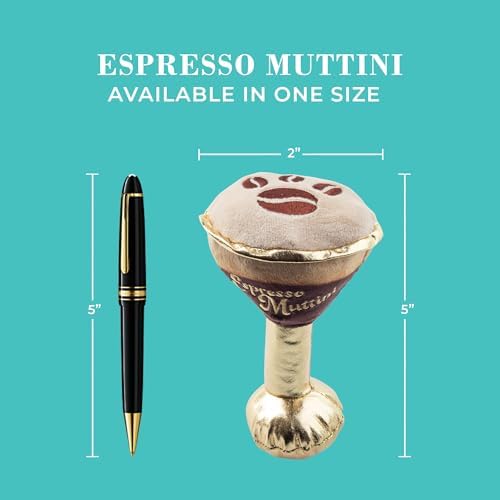 Haute Diggity Dog Espresso Muttini Plush Dog Toy, Cocktail Parody Chew Toys