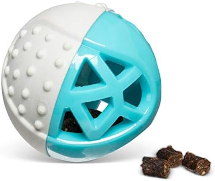 Messy Mutts Totally Pooched Catch n Squeak Ball, 3.5 Inch, Grey/Teal