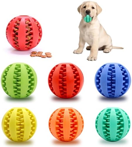 Interactive Dog Treat Ball Toys for Aggressive Chewers Teething Toys to Keeping Them Busy Dogs Balls Food Treats Feeder Chew Ball for Small Medium Large Dogs (Calibre 2.2 in for Medium Dog)