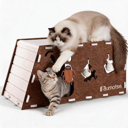 Cat Tunnel House for Indoor Cats, 3-in-1 Felt Cave and Scratcher