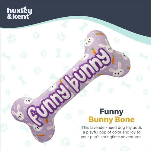 Huxley & Kent Power Plush Squeaky Dog Toy, Funny Bunny Bone, Small