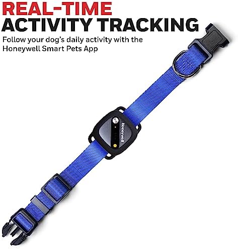 Honeywell Pet Activity Tracker with GPS for Dogs, Blue- Use Your Collar or Included One-Size-Fits-All Collar- Geo-Fencing, Find-My-Pet Alarm, and Review History- Perfect Dog Fitness Tracker
